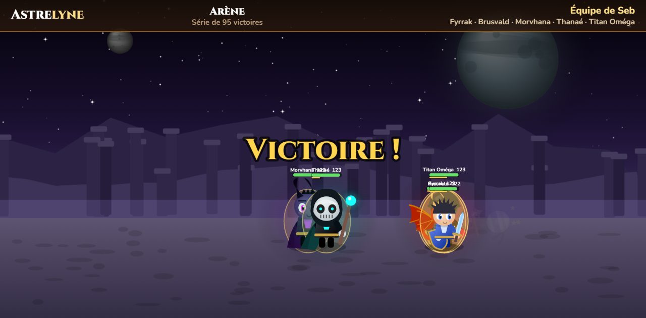 Seb : victoire ★★★ dans l’arène