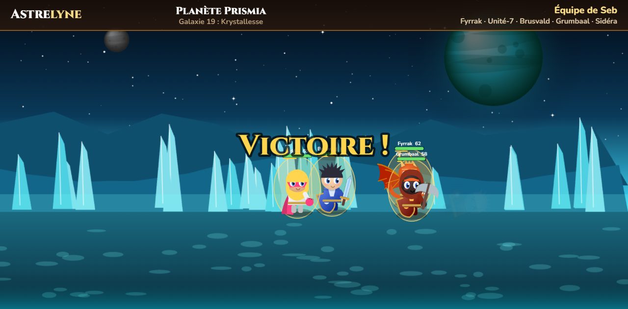 Seb : victoire ★★ sur la planète Prismia