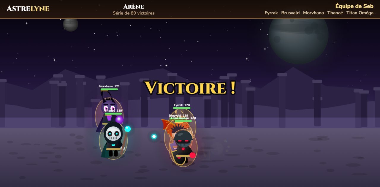 Seb : victoire ★★★ dans l’arène