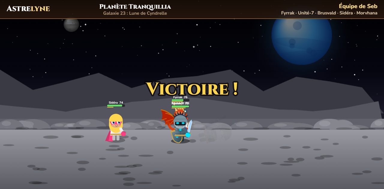 Seb : victoire ★★ sur la planète Tranquillia