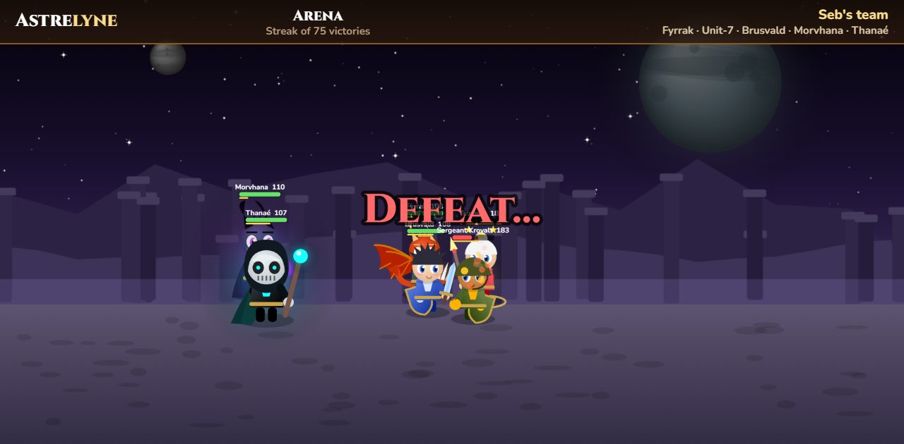 Seb: defeat in the arena
