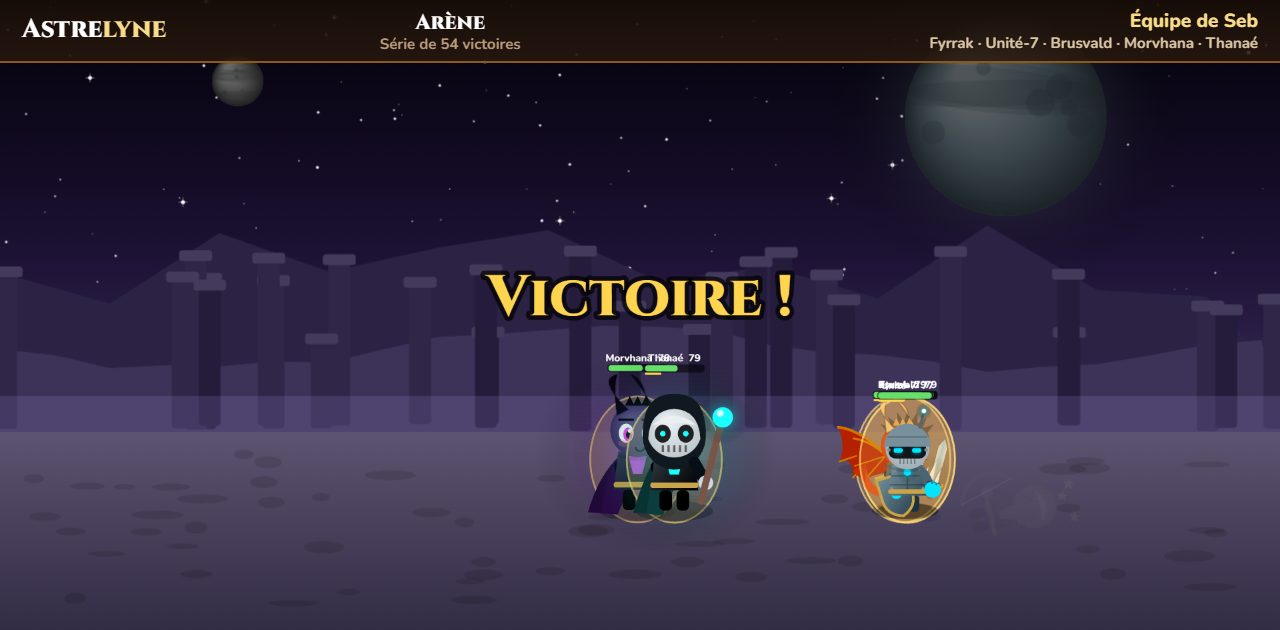 Seb : victoire ★★★ dans l’arène