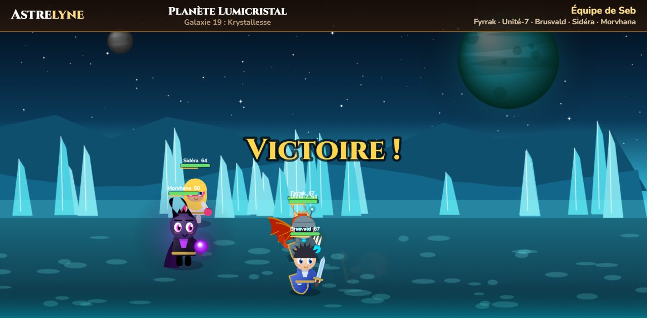 Seb : victoire ★★★ sur la planète Lumicristal