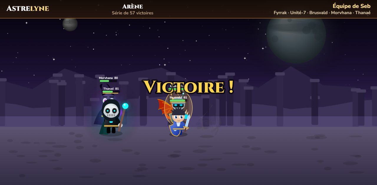 Seb : victoire ★★★ dans l’arène