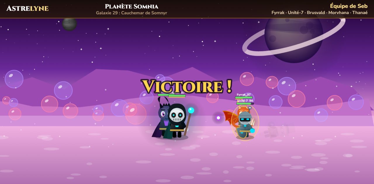 Seb : victoire ★★ sur la planète Somnia