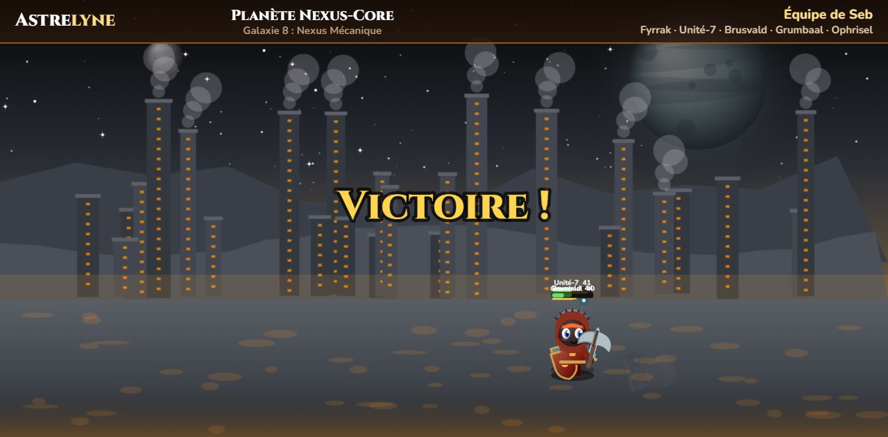 Seb : victoire ★ sur la planète Nexus-Core