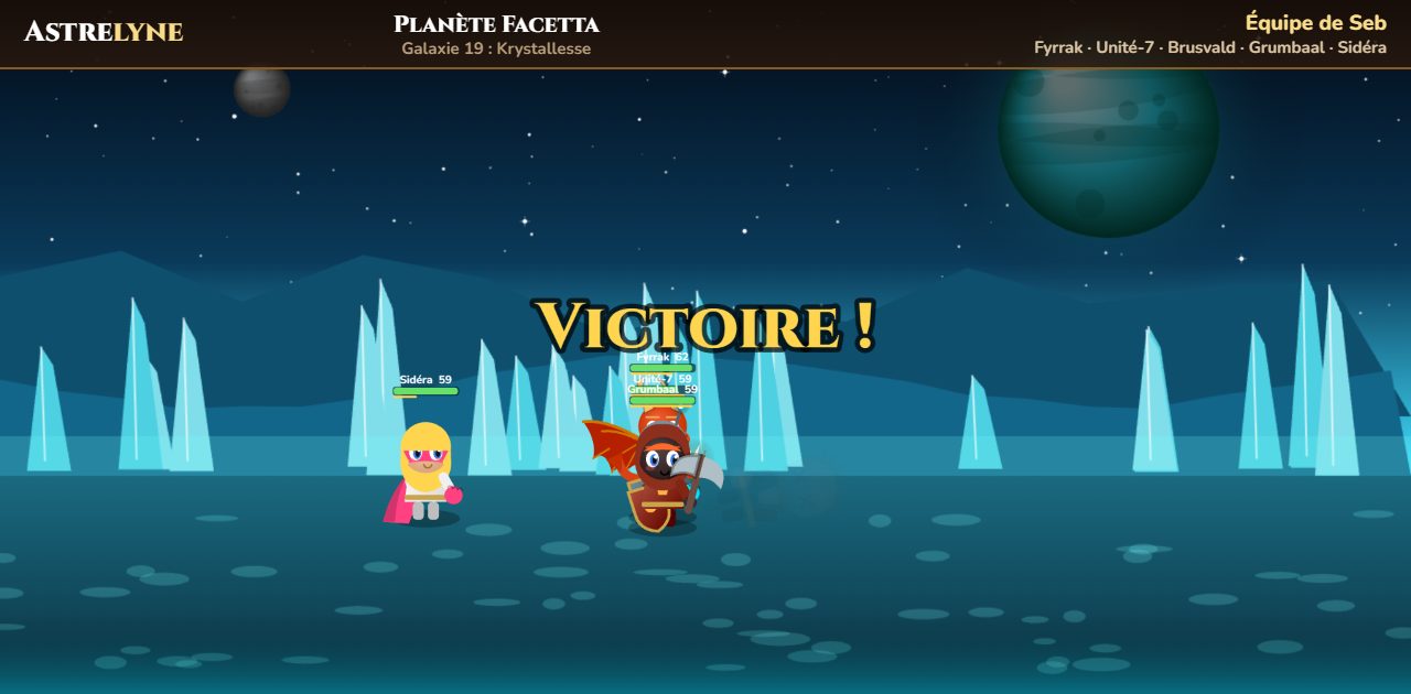 Seb : victoire ★★ sur la planète Facetta