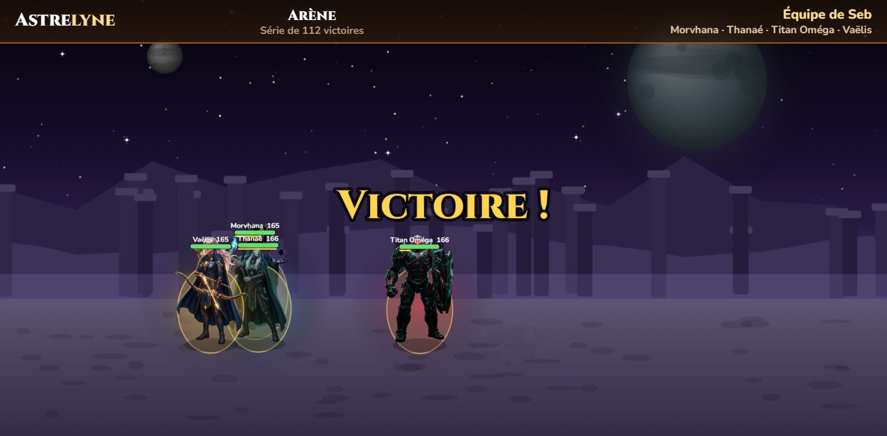 Seb : victoire ★★★ dans l’arène