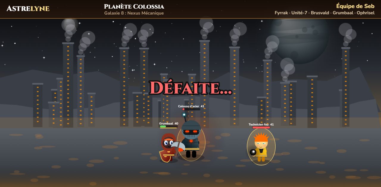 Seb : défaite sur la planète Colossia