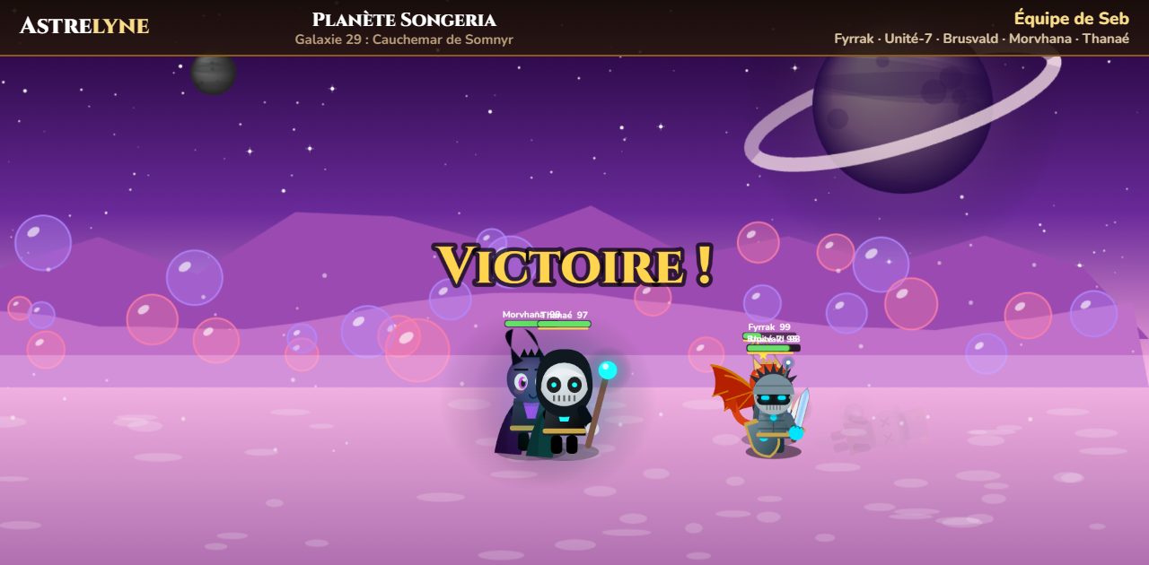 Seb : victoire ★★★ sur la planète Songeria