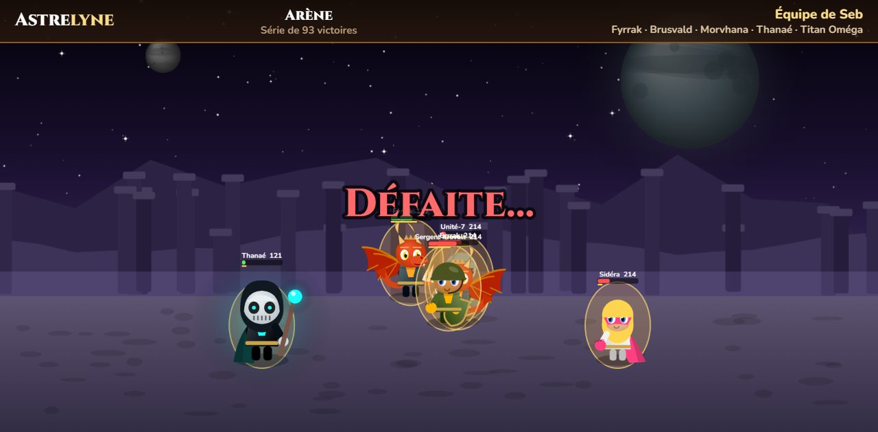 Seb : défaite dans l’arène