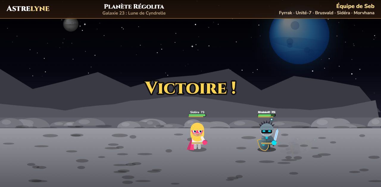 Seb : victoire ★ sur la planète Régolita