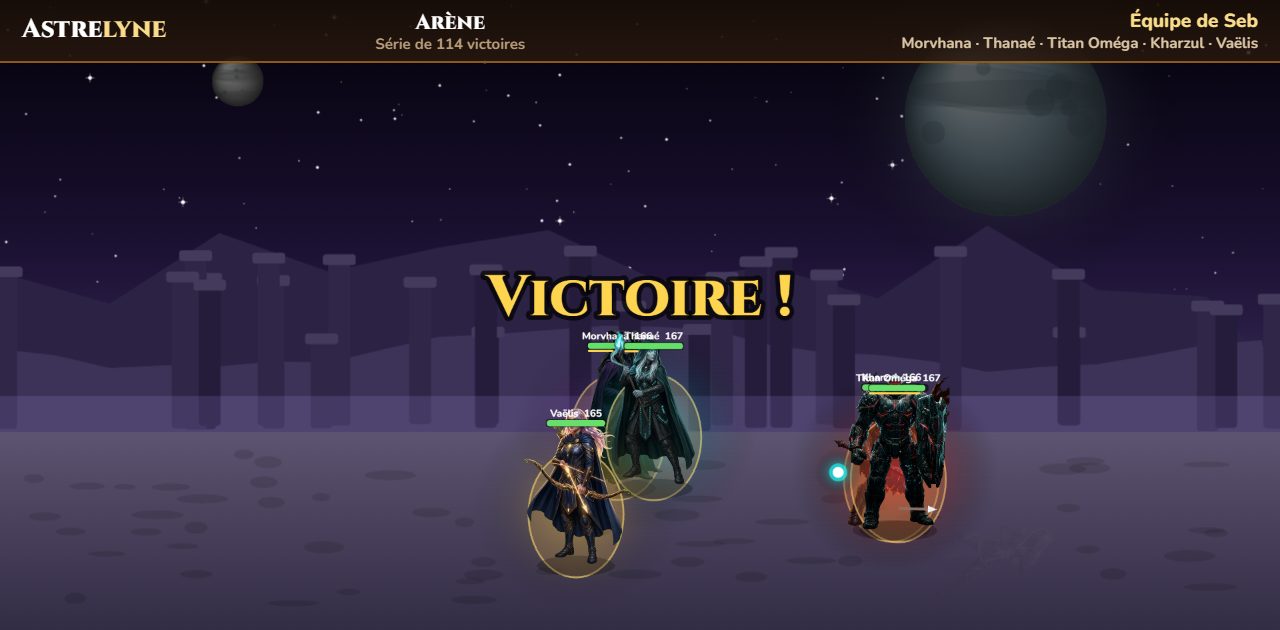 Seb : victoire ★★★ dans l’arène