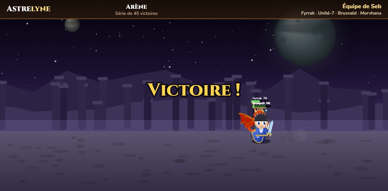 Seb : victoire ★★ dans l’arène