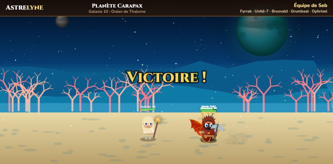 Seb : victoire ★★★ sur la planète Carapax
