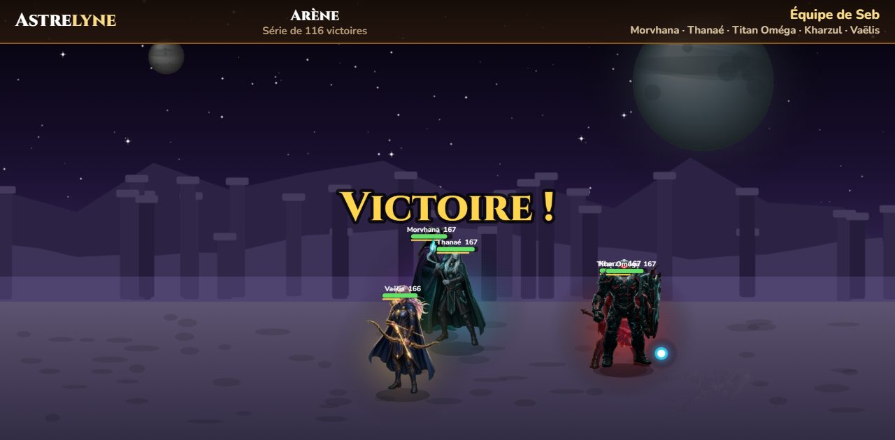 Seb : victoire ★★★ dans l’arène