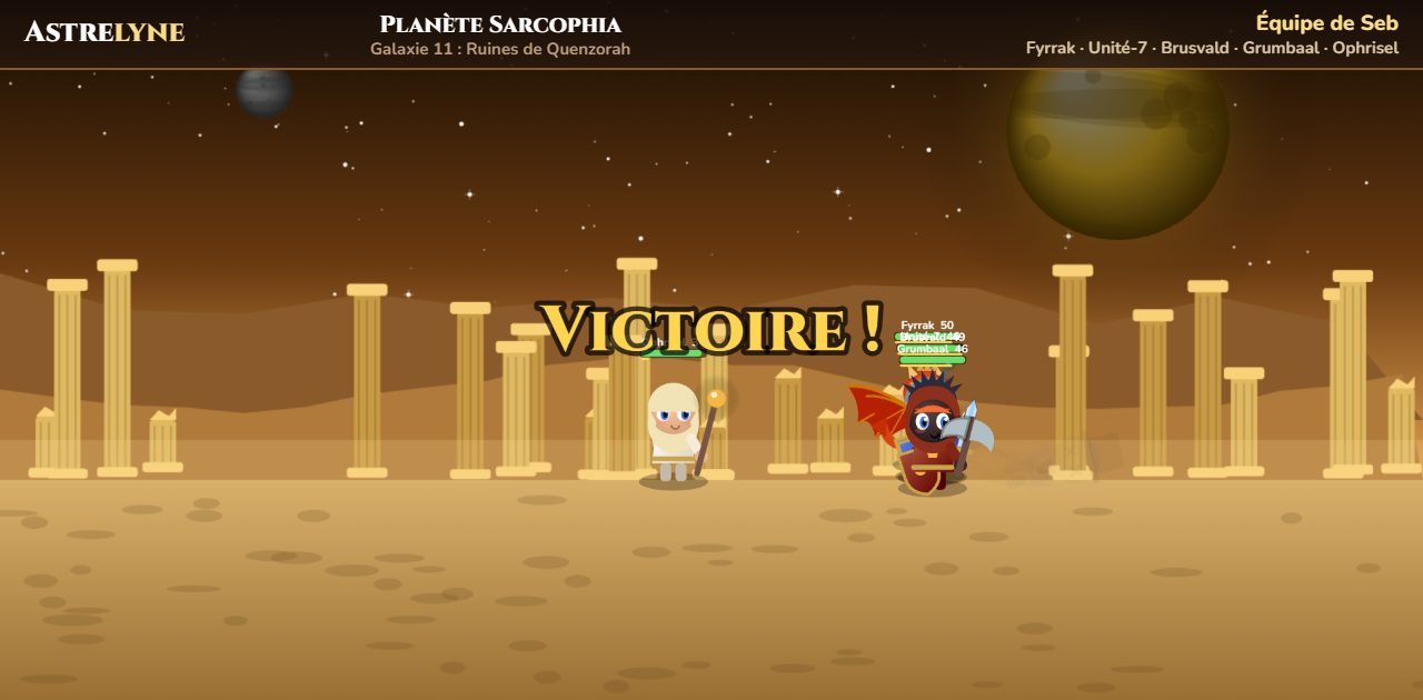 Seb : victoire ★★★ sur la planète Sarcophia