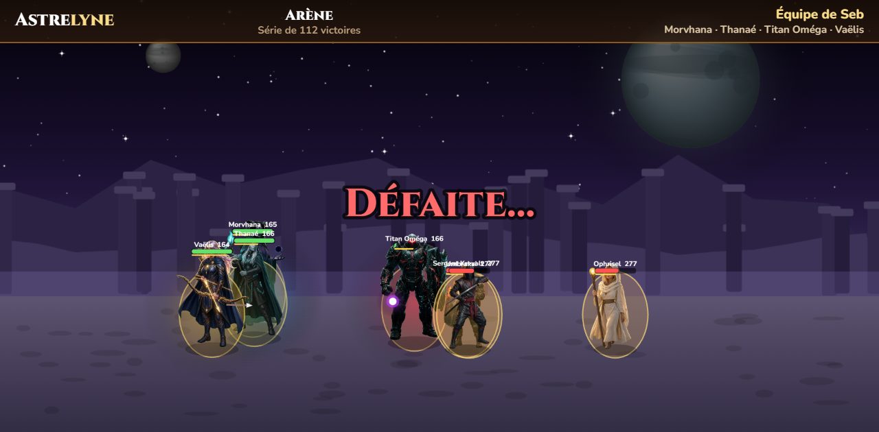 Seb : défaite dans l’arène