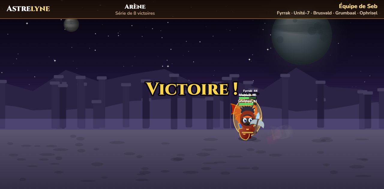 Seb : victoire ★★ dans l’arène