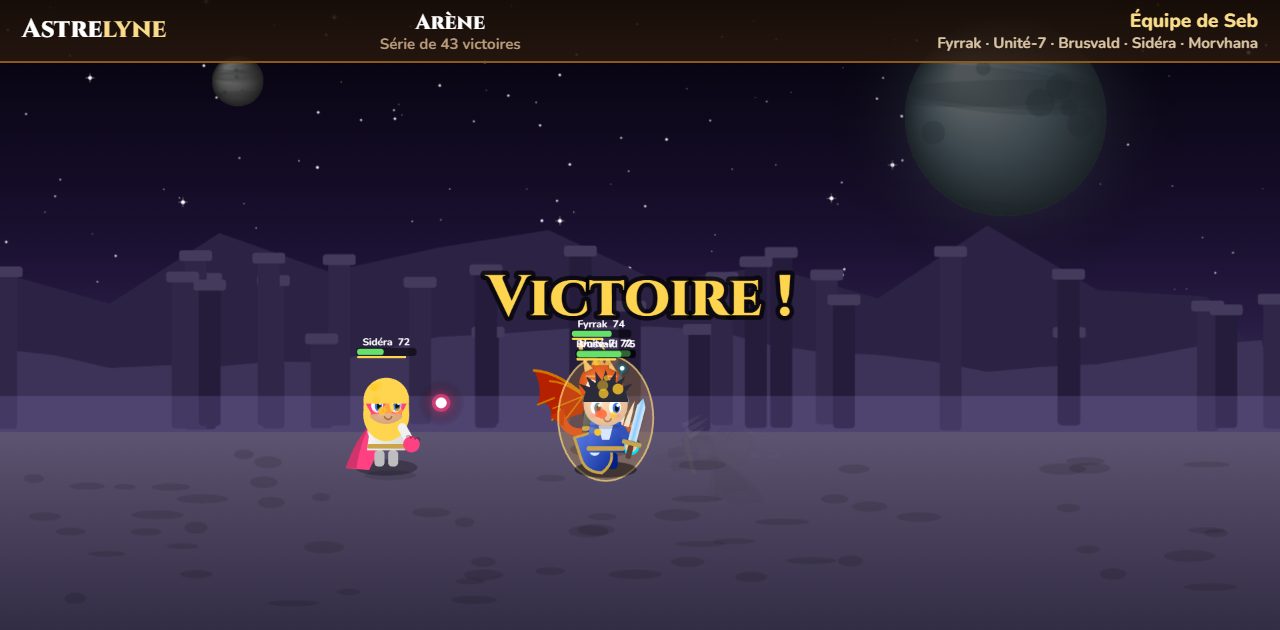 Seb : victoire ★★ dans l’arène