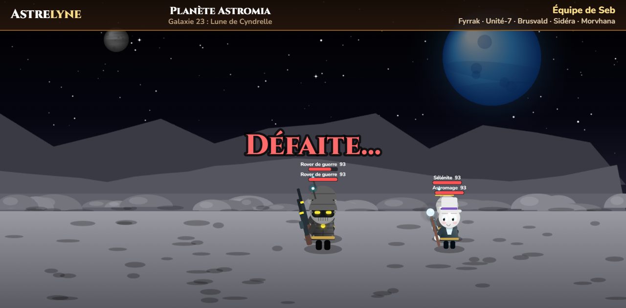 Seb : défaite sur la planète Astromia