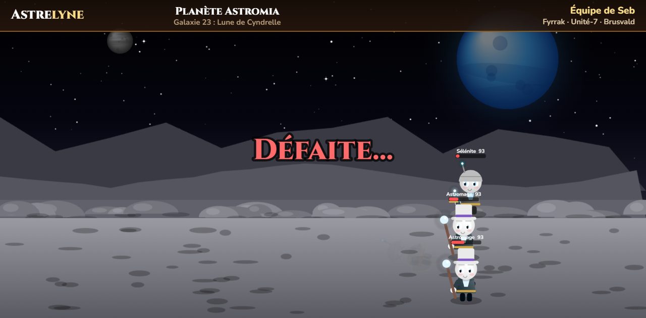 Seb : défaite sur la planète Astromia