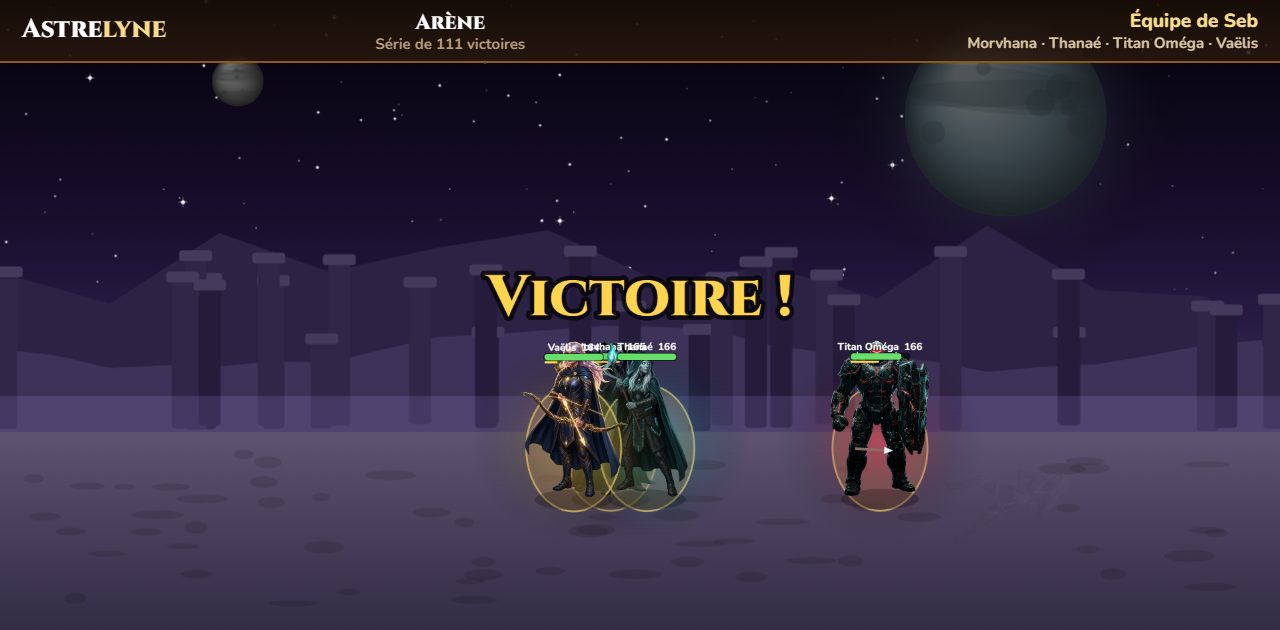 Seb : victoire ★★★ dans l’arène