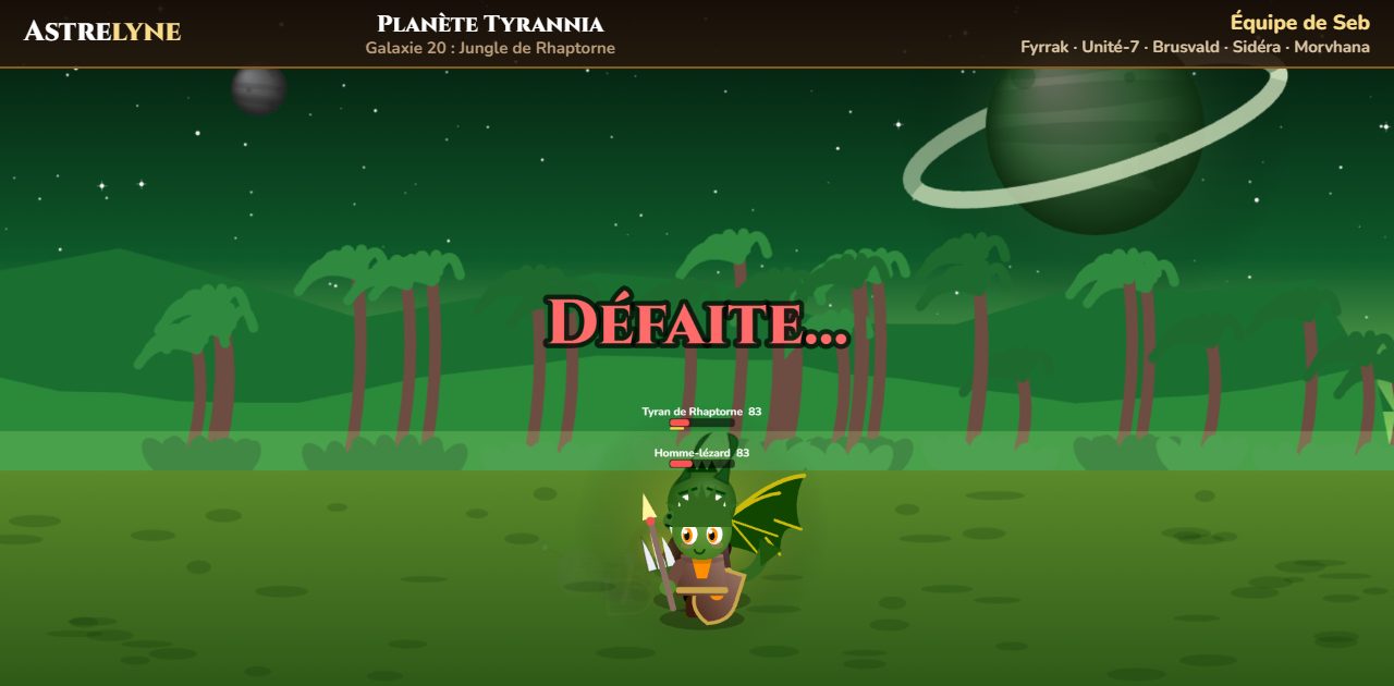 Seb : défaite sur la planète Tyrannia