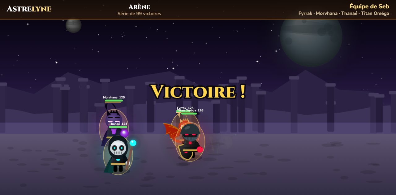 Seb : victoire ★★★ dans l’arène