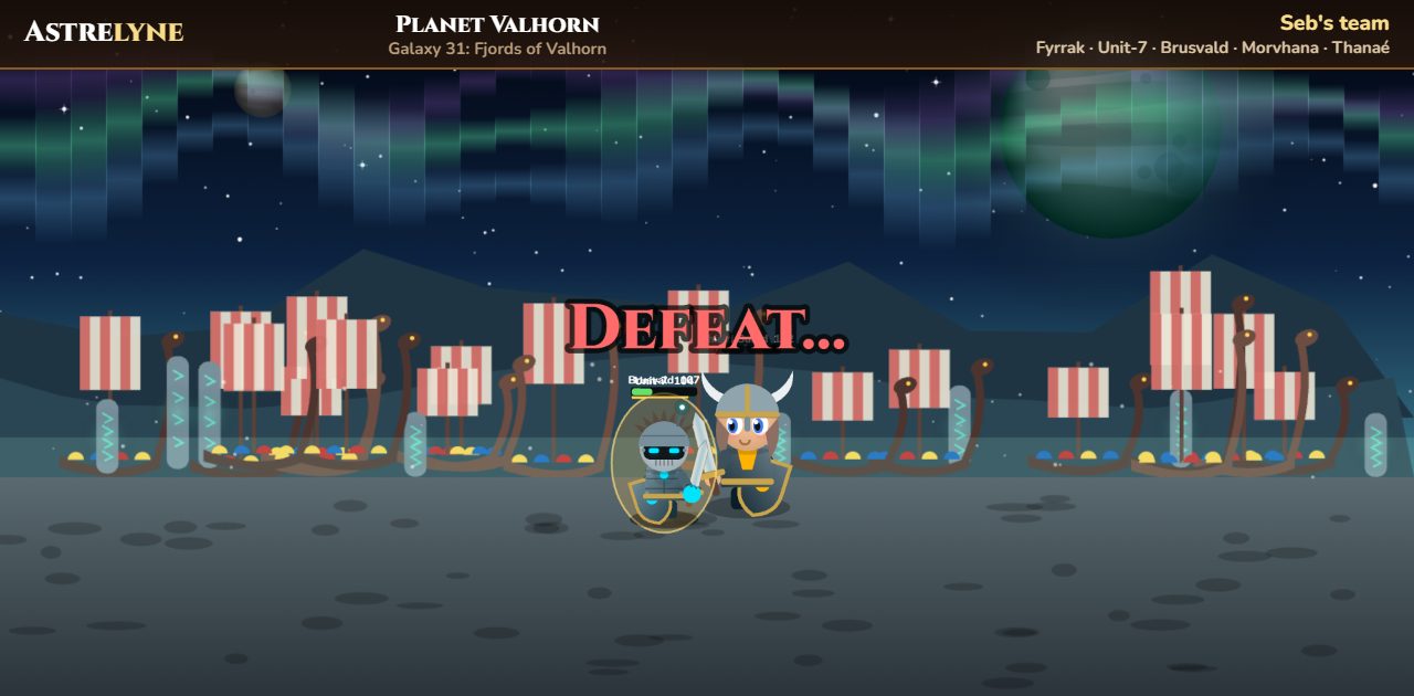 Seb : défaite sur la planète Valhorn