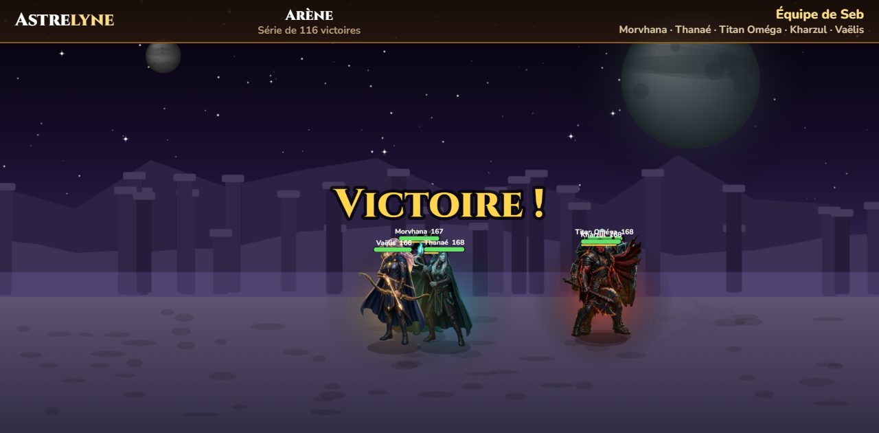 Seb : victoire ★★★ dans l’arène