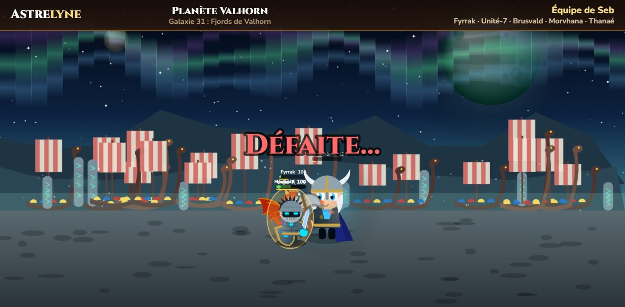 Seb : défaite sur la planète Valhorn