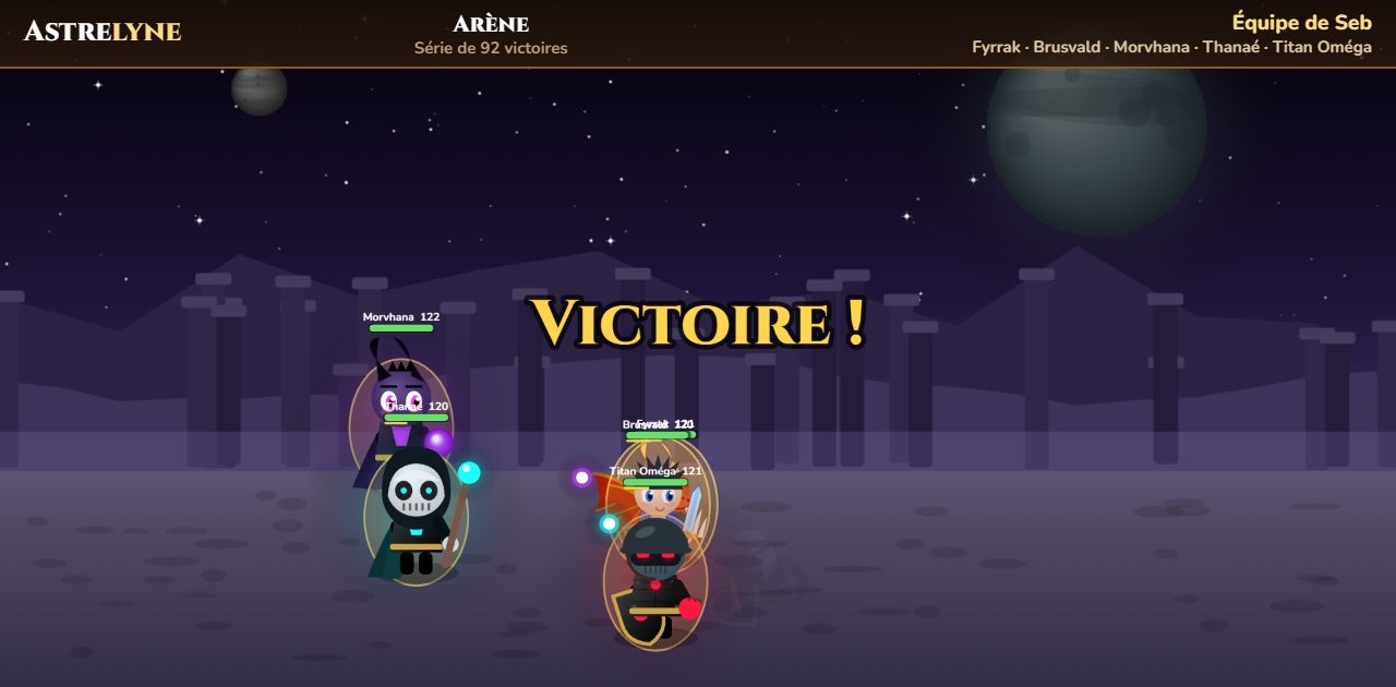 Seb : victoire ★★★ dans l’arène