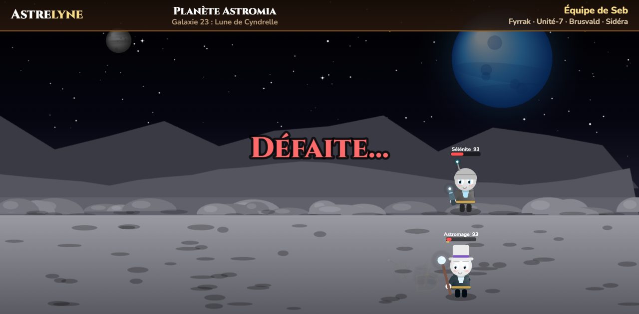 Seb : défaite sur la planète Astromia