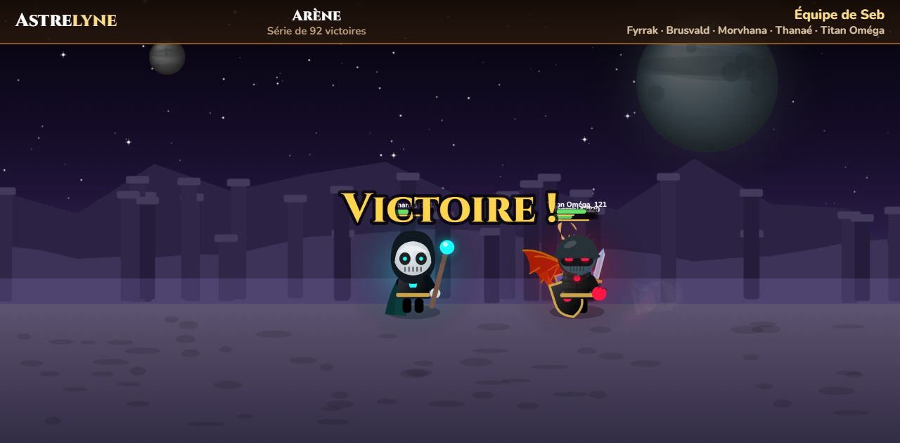 Seb : victoire ★★ dans l’arène