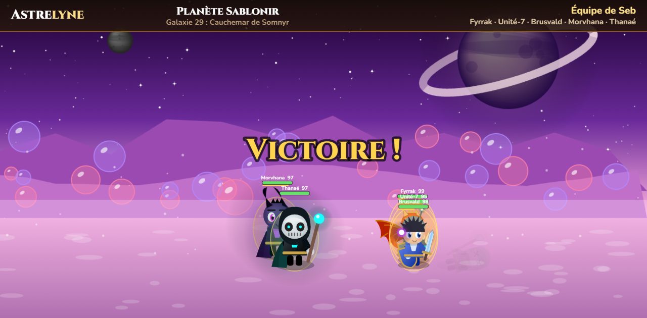 Seb : victoire ★★★ sur la planète Sablonir