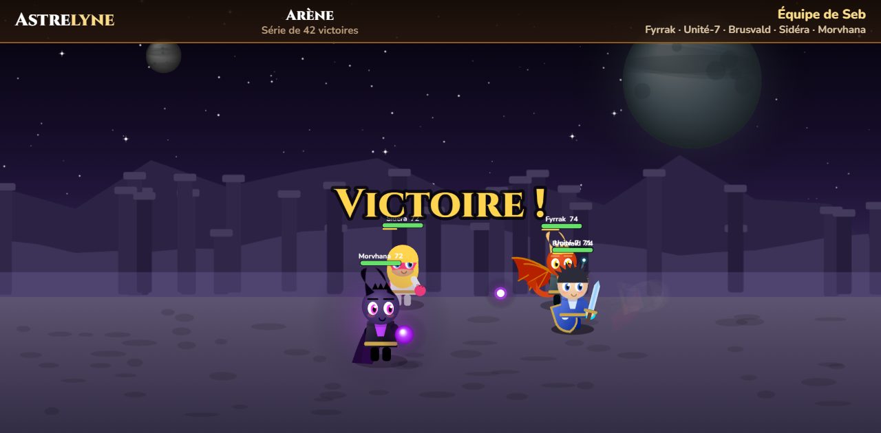 Seb : victoire ★★★ dans l’arène