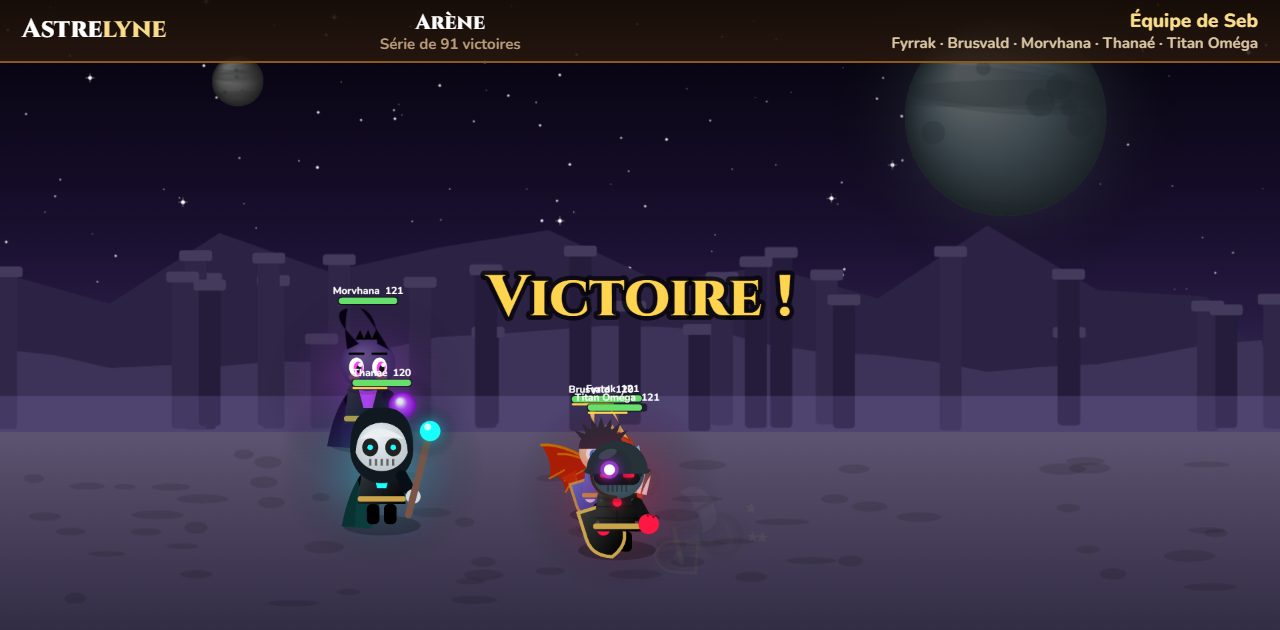Seb : victoire ★★★ dans l’arène