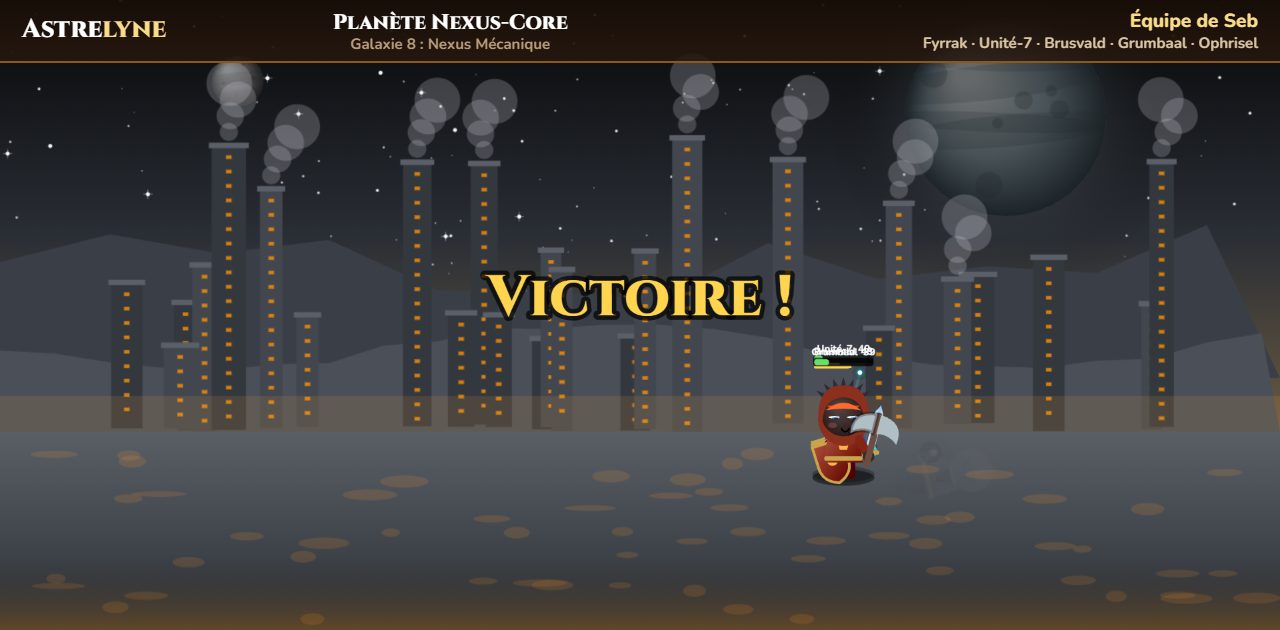 Seb : victoire ★ sur la planète Nexus-Core