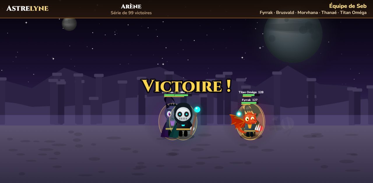 Seb : victoire ★★ dans l’arène