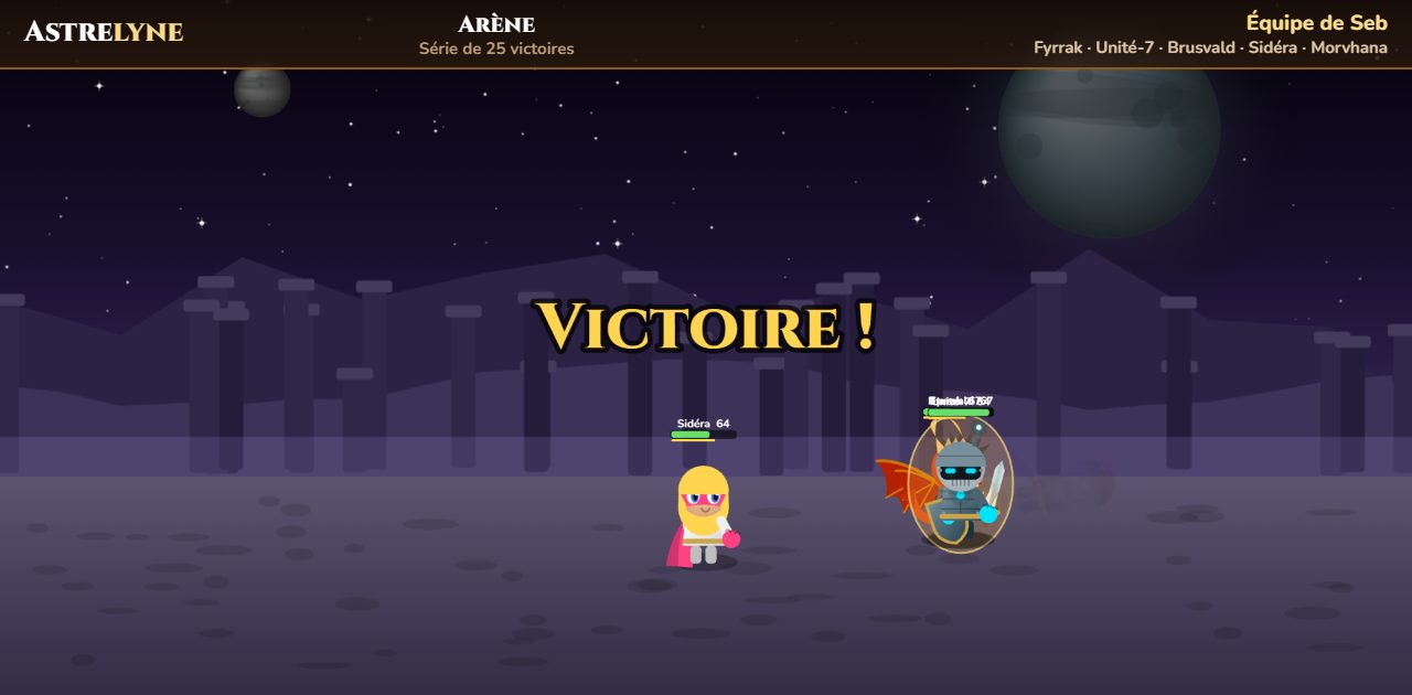 Seb : victoire ★★ dans l’arène