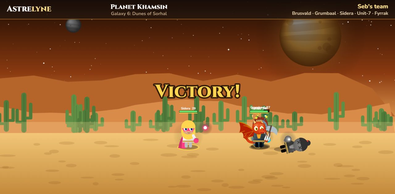 Seb : victoire ★★ sur la planète Khamsin
