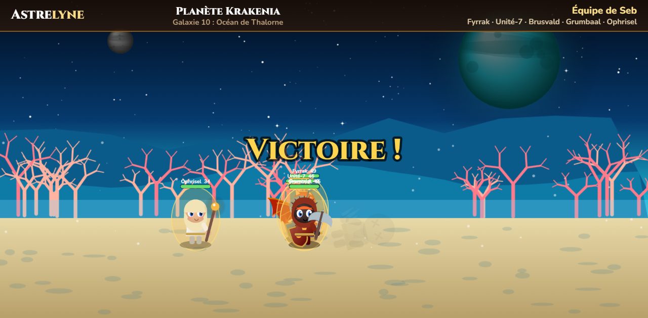 Seb : victoire ★★★ sur la planète Krakenia