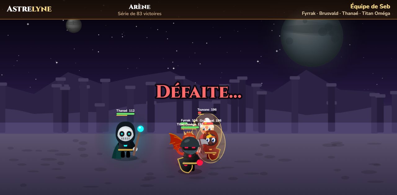 Seb : défaite dans l’arène