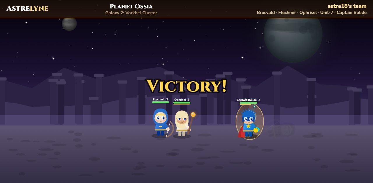 astre18 : victoire ★★ sur la planète Ossia