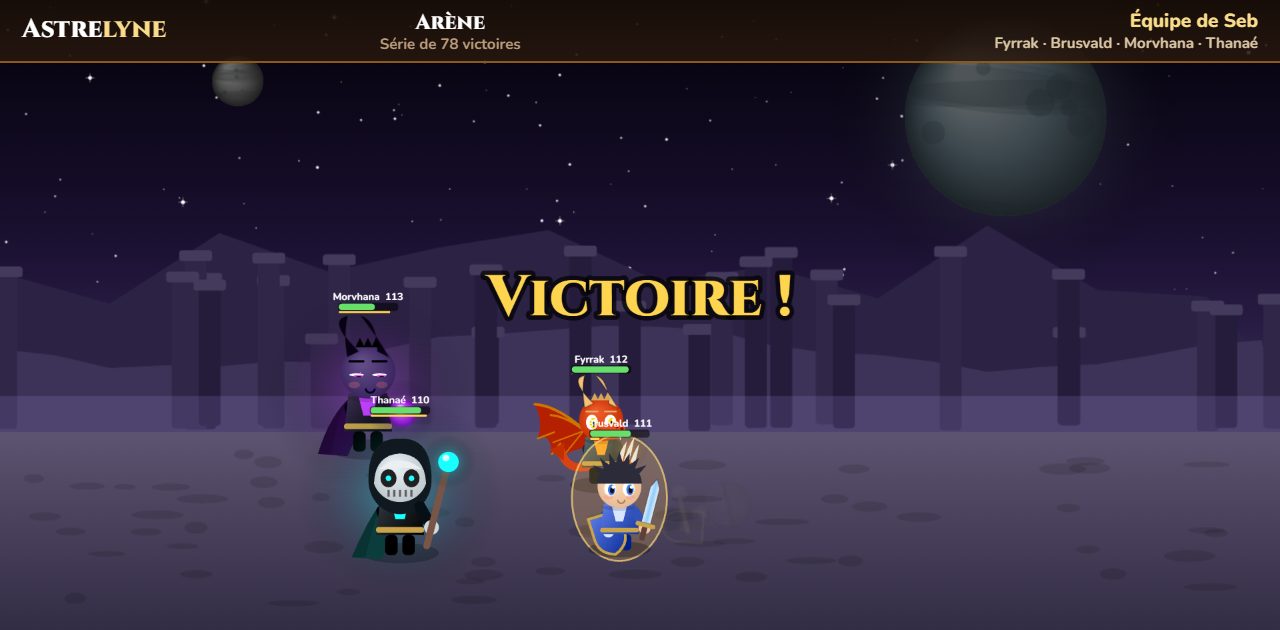 Seb : victoire ★★★ dans l’arène