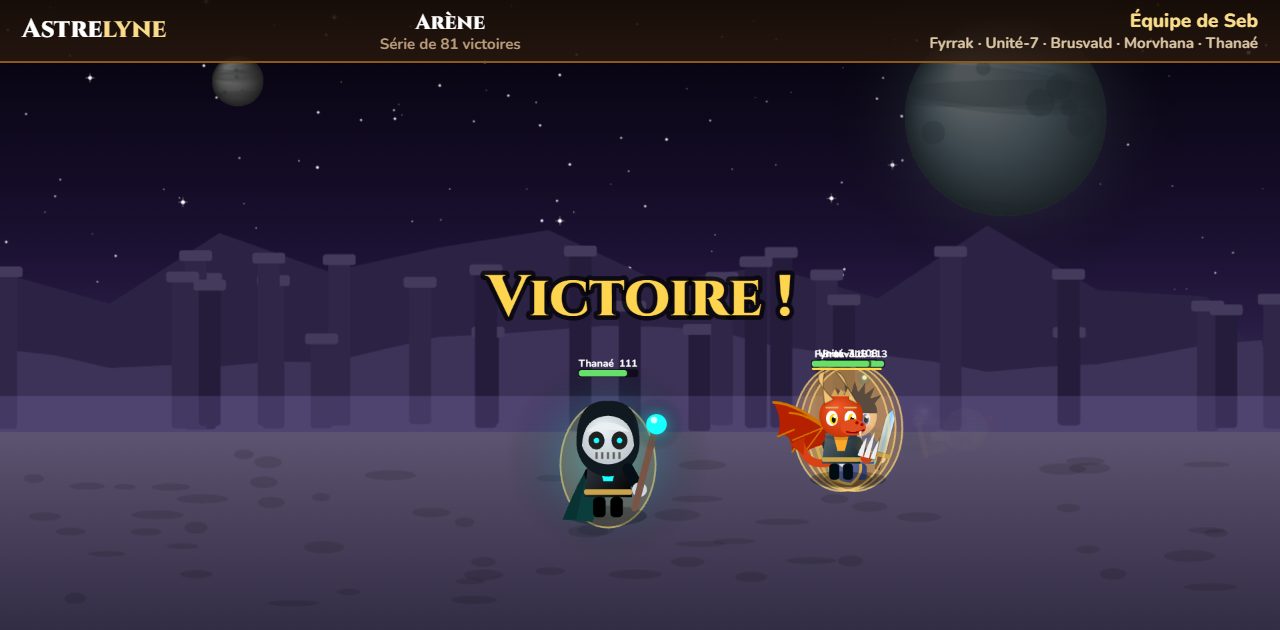 Seb : victoire ★★ dans l’arène