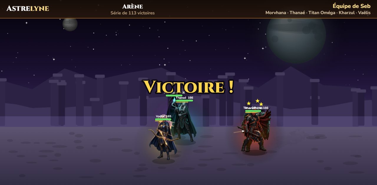Seb : victoire ★★★ dans l’arène