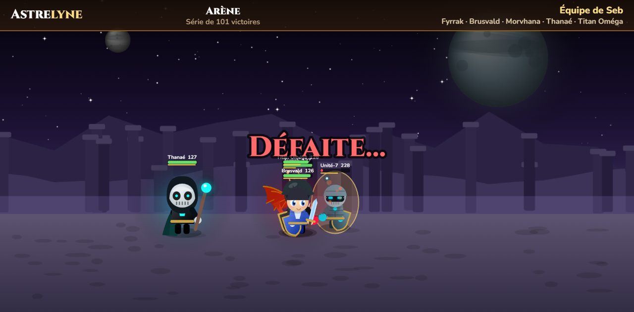 Seb : défaite dans l’arène