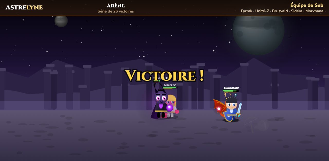 Seb : victoire ★★★ dans l’arène